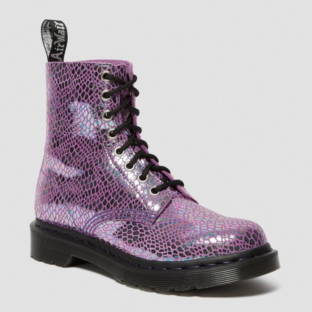 🇬🇧DR. MARTENS 1460 Pascal Purple Snake Metallic Suede Boots - Picture 7 of 16